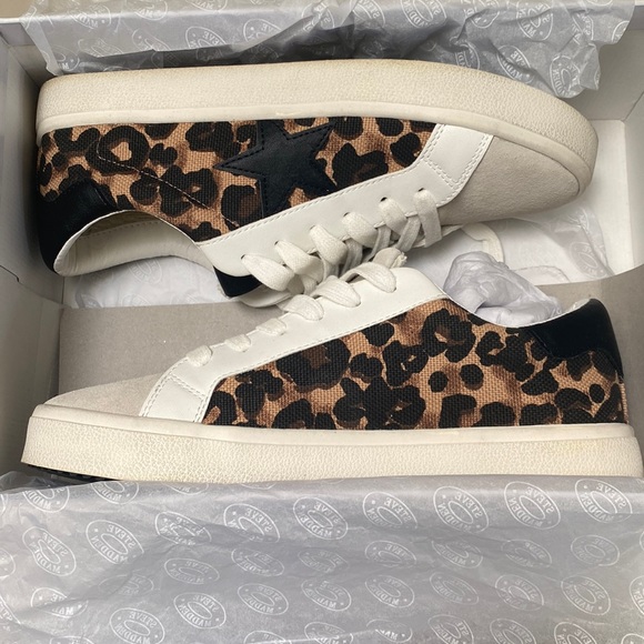 Steve Madden Philip Leopard Star Sneakers Tennis Shoes Size 8 - Picture 4 of 9
